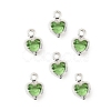 Heart Brass Glass Charms KK-S385-01S-02-1