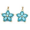 Handmade Glass Seed Beaded & Synthetic Dyed Imperial Jasper Beads Pendants PALLOY-MZ00751-2