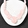 Natural Rose Quartz Faceted Bib Graduated Beaded Necklaces for Women NJEW-B128-01M-1