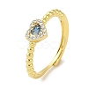 Rack Plating Brass Micro Pave Cubic Zirconia Adjustable Rings RJEW-H228-02G-2