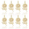 8Pcs Brass Micro Pave Cubic Zirconia with Resin Pendants KK-BBC0020-65-5