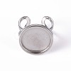 Non-Tarnish 201 Stainless Steel Cuff Pad Ring Settings X-STAS-S080-040D-P-2