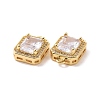 Octagon Rectangle Brass Micro Pave Cubic Zirconia Charms KK-G435-28G-02-3