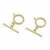 Brass Micro Pave Clear Cubic Zirconia Toggle Clasps KK-N259-22-3