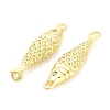 Brass Micro Pave Clear Cubic Zirconia Fish Connector Charms KK-H527-37G-2