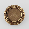 Vintage Alloy Carved Flower Brooch Cabochon Bezel Settings X-PALLOY-O038-18AB-NF-2