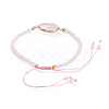 Adjustable Natural Rose Quartz Braided Bead Bracelets BJEW-JB04559-04-3