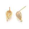 Brass Micro Pave Cubic Zirconia Stud Earring Findings ZIRC-G146-02G-RS-2