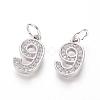 Brass Micro Pave Clear Cubic Zirconia Charms ZIRC-L092-09-P-1