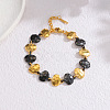 Two Tone Hammered 304 Stainless Steel Bracelets Nuggets Link Chain Bracelets for Women FS-WGBFBF0-02-1