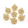Tibetan Style Alloy Flat Round with Star Charms TIBEP-5248-AG-FF-1