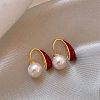 Alloy Enamel & Resin Pearl Clip-on Earrings EJEW-G466-05G-1