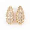 Brass Micro Pave Clear Cubic Zirconia Twister Clasps KK-S354-320-NF-1