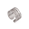 Non-Tarnish 304 Stainless Steel Multi Line Open Cuff Rings for Women RJEW-G285-10P-1