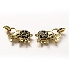 Brass Micro Pave Black Cubic Zirconia Lobster Claw Clasps ZIRC-I052-05G-2