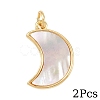 2Pcs Natural White Shell Pendants KK-YW0003-76A-1