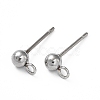 Non-Tarnish 304 Stainless Steel Ball Post Stud Earring Findings STAS-Z035-02P-F-2