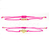 2Pcs 2 Styles Bohemian Brass Beads Braided Bead Bracelets BT1454-4-1