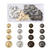 64Pcs 16 Style Brass Shank Buttons BUTT-TA0001-11-10