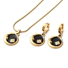 Ion Plating(IP) Moon & Flower Golden 304 Stainless Steel Jewelry Set with Enamel SJEW-H306-02G-02-2