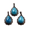 Natural Banded Agate Teardrop Pendants G-K363-01R-10-1