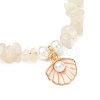 3Pcs Natural Moonstone & Rose Quartz & Synthetic Turquoise Chips & Shell Pearl Beads Bracelets Sets BJEW-JB12413-5