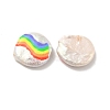 Flat Round Enamel Natural Cultured Freshwater Pearl Beads BSHE-G028-01B-3