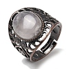 Natural Quartz Crystal Oval Adjustable Rings RJEW-K271-06R-21-2