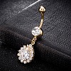 Brass Cubic Zirconia Navel Ring AJEW-EE0004-09-1