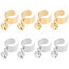 8Pcs 4 Style 304 Stainless Steel Open Cuff Rings Set with Charms RJEW-AB00009-1
