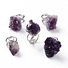 Natural Amethyst Nuggets Cuff Ring RJEW-G271-01P-02-1