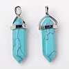 Dyed Synthetic Turquoise Pointed Pendants G-F295-03A-4