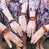 5Pcs 5 Style Wood & Glass Seed & Acrylic Beaded Stretch Bracelets Set with Baseball JB709F-6