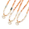 Natural Golden Silk Jade & Natural Quartz & Pearl Beaded Necklaces NJEW-L119-06G-1