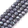 Electroplate Opaque Solid Color Glass Beads Strands EGLA-A044-P6mm-L10-1