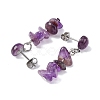 Natural Amethyst Dangle Stud Earrings EJEW-JE06371-06-3