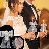 Bowknot Polyester Gauze with Plastic Pearl Curtain Holdback AJEW-WH0314-541-5