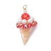 4Pcs 4 Colors Shell & Glass Pendants PALLOY-TA00359-2