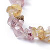 Natural Gold Rutilated Quartz & Strawberry Quartz Chip Stretch Bracelets BJEW-JB04490-02-2