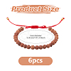6Pcs Round Natural Rudraksha Beaded Braided Bead Bracelets BJEW-DC00021-2