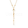 Nutural White Shell Moon Pendant 304 Stainless Steel Chain Necklaces with Natural Freshwater Pearl Tassel GK3371-4