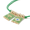 Handmade Japanese Seed Rectangle with Cross & Evil Eye Charm Bracelets BJEW-MZ00010-3