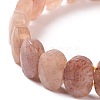 Natural Strawberry Quartz Oval Beaded Stretch Bracelet G-E010-01M-3