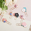 Globleland 7 Pcs 7 Style Rose Gold Tone Zinc Alloy Enamel Bookmarks AJEW-GL0001-88-5