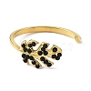 304 Stainless Steel Rhinestone Open Cuff Rings for Women RJEW-F166-24G-02-2