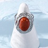 Oval Natural Red Jasper Finger Rings RJEW-M063-01P-12-2