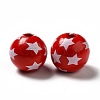Independence Day Theme Printed Natural Wooden Beads WOOD-L020-B06-2