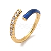 Rack Plating Brass Cubic Zirconia Open Cuff Rings for Women RJEW-S407-04-2