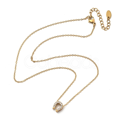 304 Stainless Steel Crystal Rhinestone Pendant Cable Chain Necklaces for Women NJEW-C062-01B-G-1