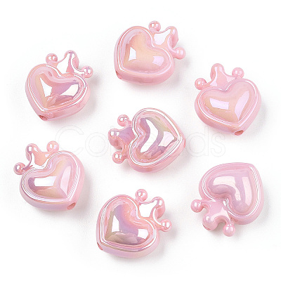UV Plating Opaque Rainbow Iridescent Acrylic Beads OACR-T027-01-B05-1